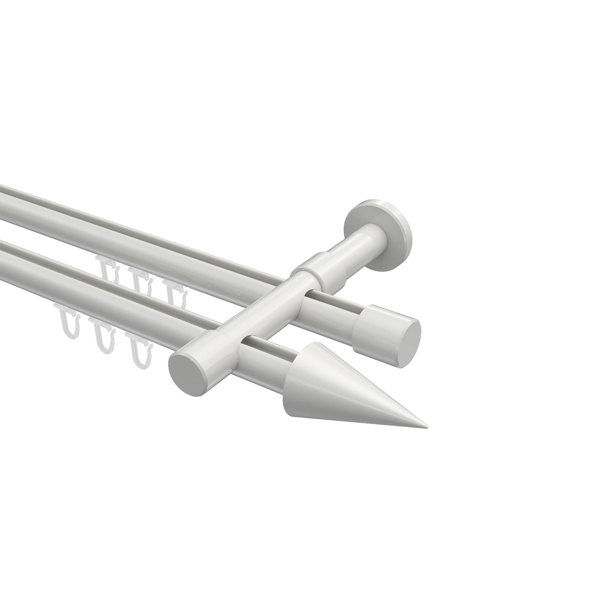 INNENLAUF-GARDINENSTANGEN-SET Prestige Savio 260 cm (geteilt in 2 x 130 cm), 2-läufig, 20 mm Ø Weiß - Weiß, Metall (260cm) - INTERDECO