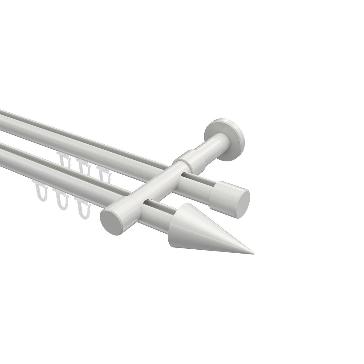 INNENLAUF-GARDINENSTANGEN-SET Prestige Savio 140 cm, 2-läufig, 20 mm Ø Weiß - Weiß, Metall (140cm) - INTERDECO