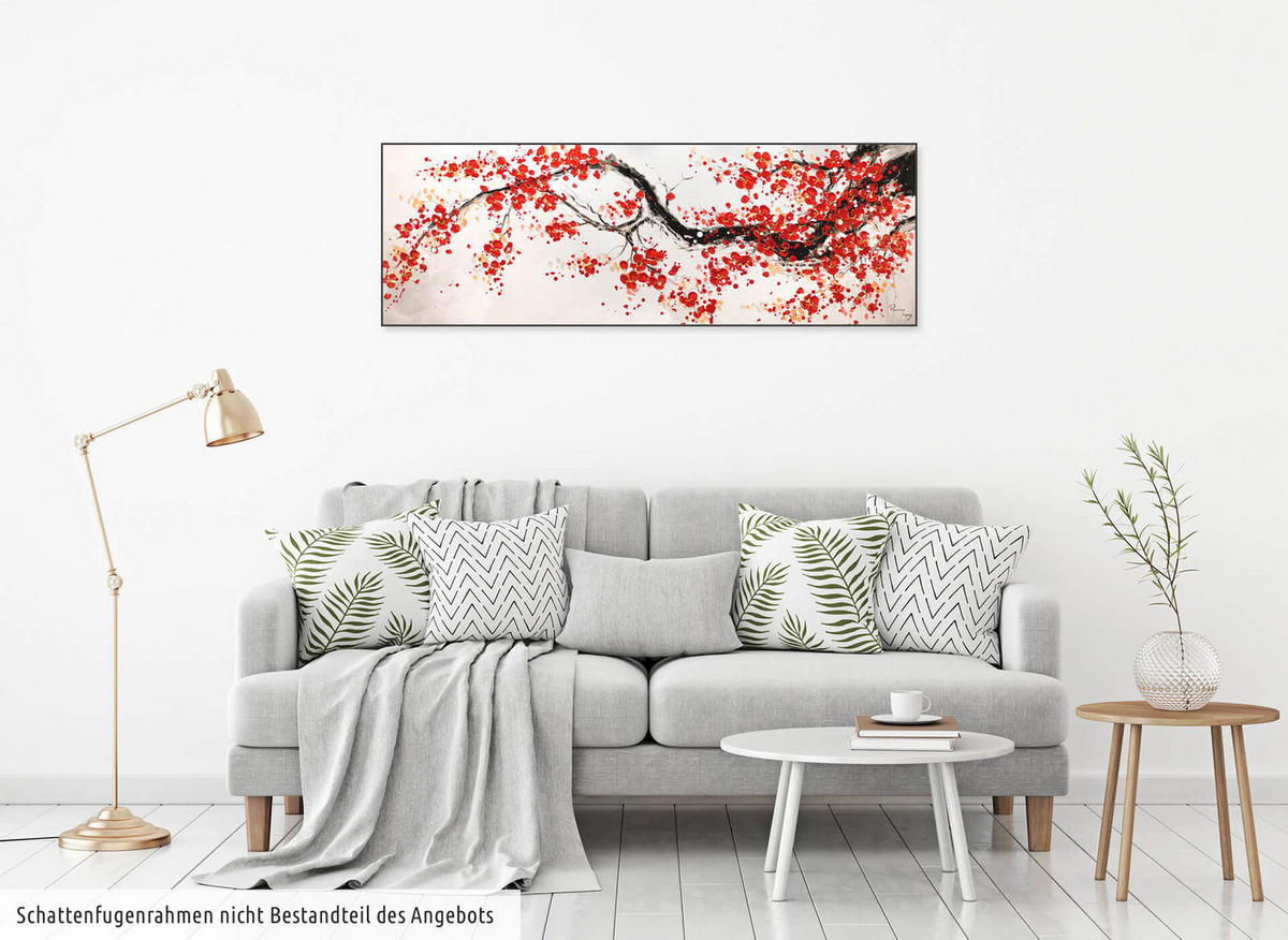 ÖLGEMÄLDE 150/50 cm - Rot/Weiß, Holz/Textil (1.9/50cm) - KUNSTLOFT