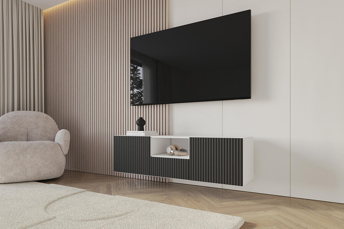 LOWBOARD NOA-2-W 140x40x41 cm - Weiß / Schwarz - Schwarz, Holzwerkstoff (140/40/41cm) - ALTDECOR