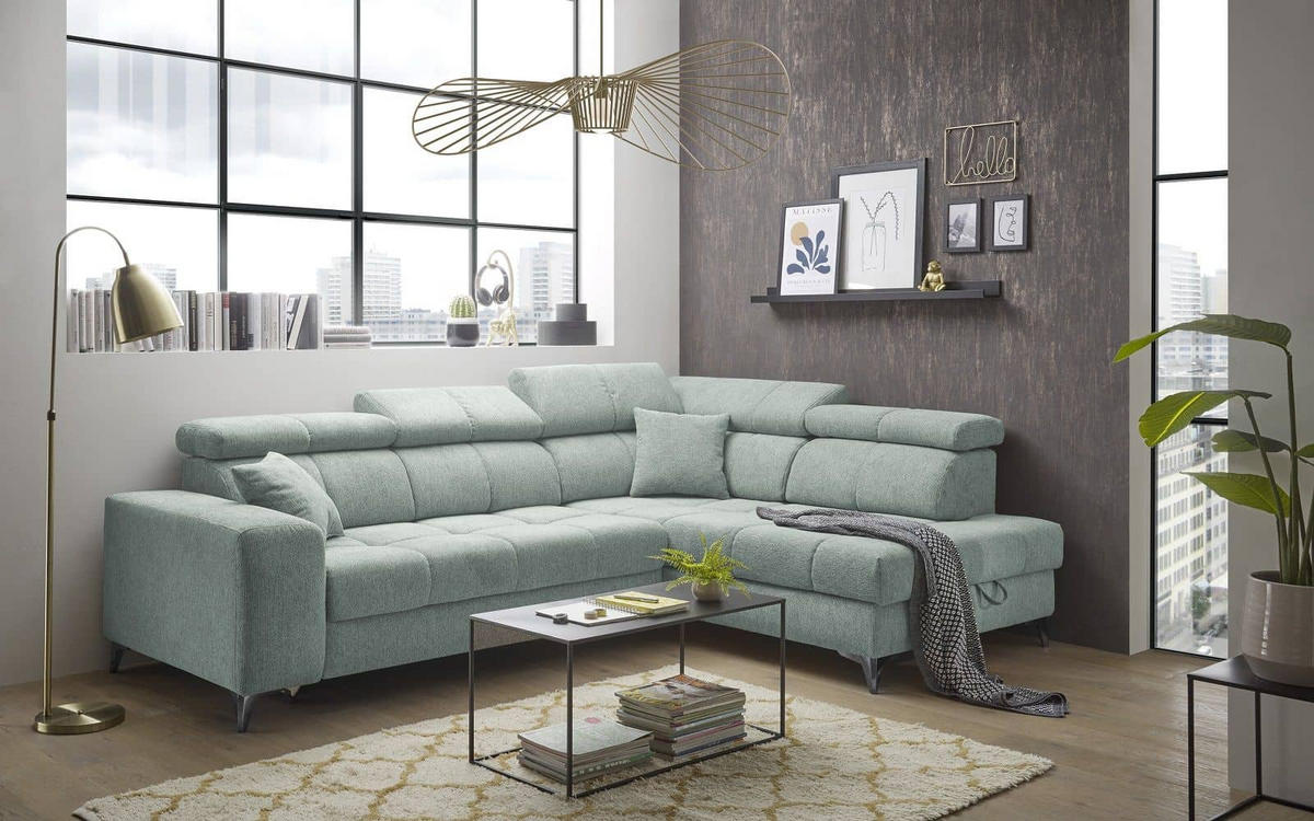 ECKSOFA mit elektrischer Wallaway-Funktion und vielseitigen Anpassungsmöglichkeiten - Blau, Textil (198/282cm) - ed exciting design