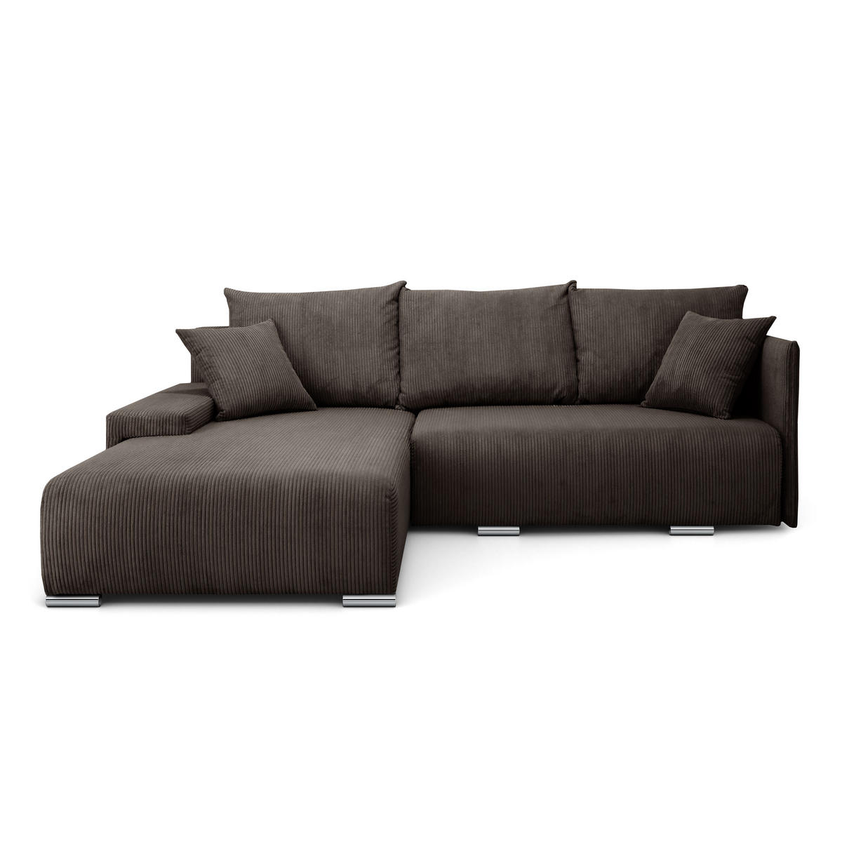 ECKSOFA Lauren L- Form 246 x 188 cm, 4 Sitzer, Bettzeugablage, Sofa, Eckcouch, Cord, linke Seite, braun - Braun, Kunststoff (188/246cm) - Margaret Hadas24