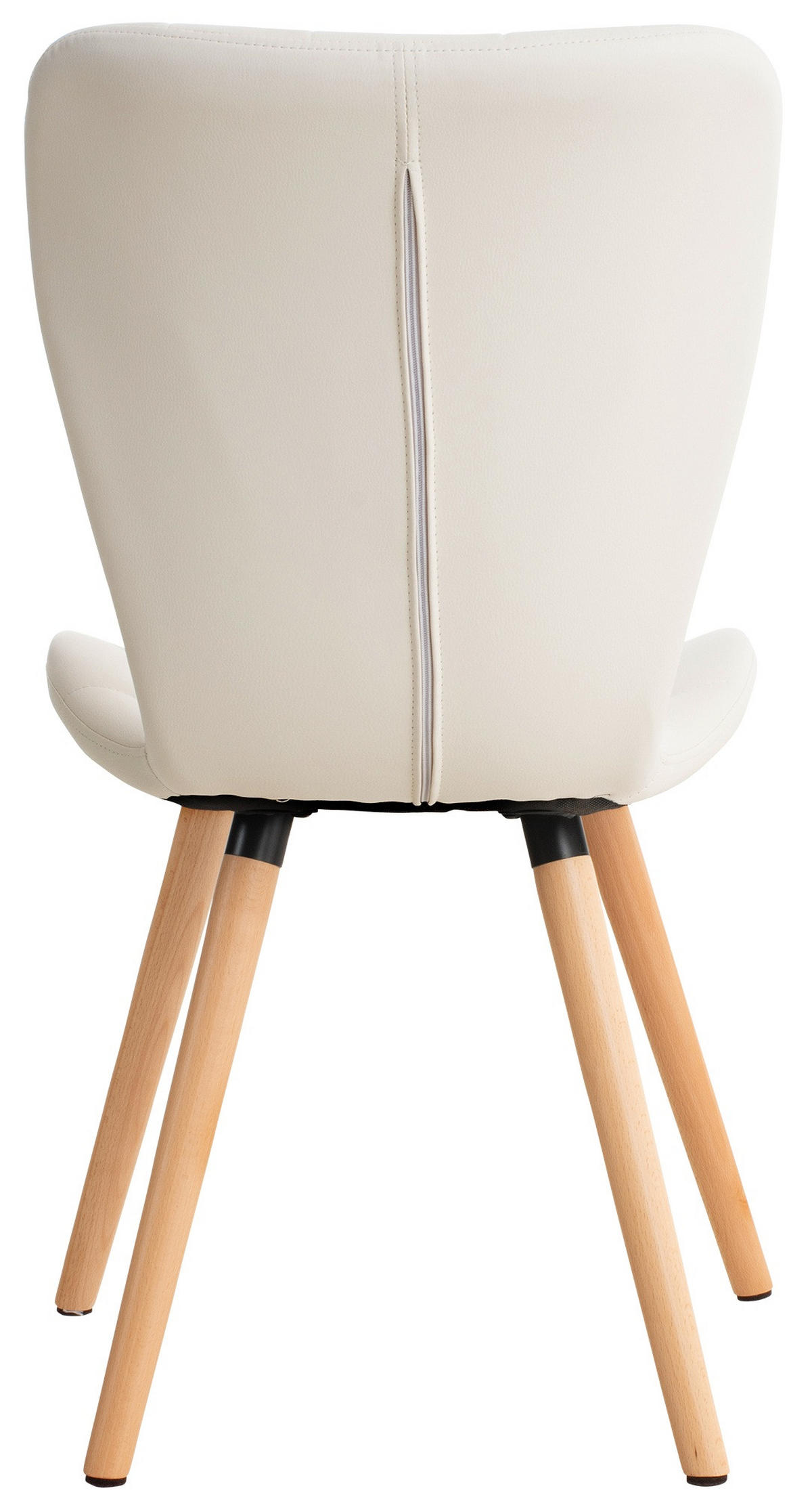 STUHL Lederlook weiß - Eukalyptusholzfarben/Weiß, Holz/Textil (50/88/63cm) - CLP