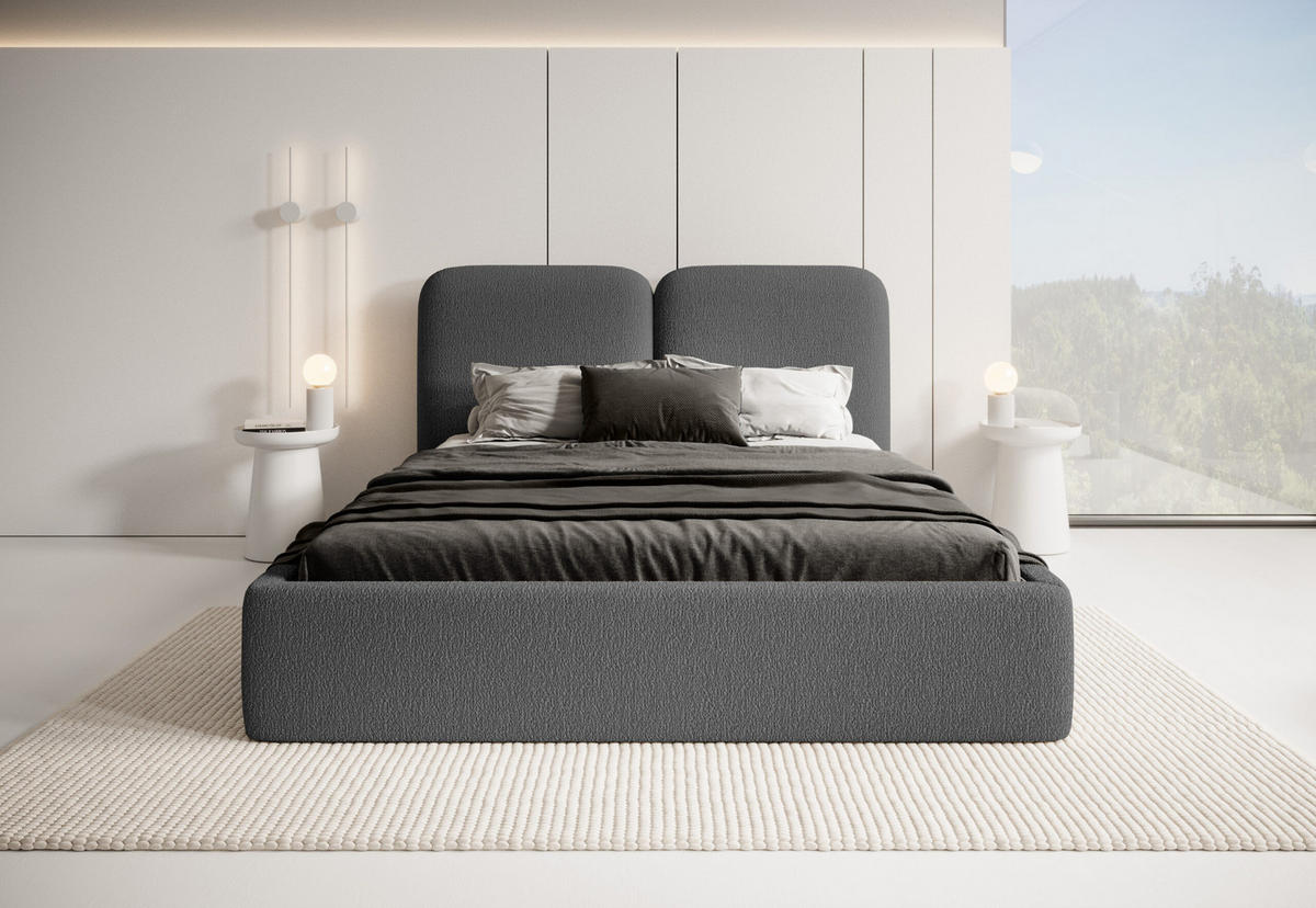 POLSTERBETT Fistera Dunkelgrau 180x200 cm - Dunkelgrau, Textil (180/200cm) - Fedve