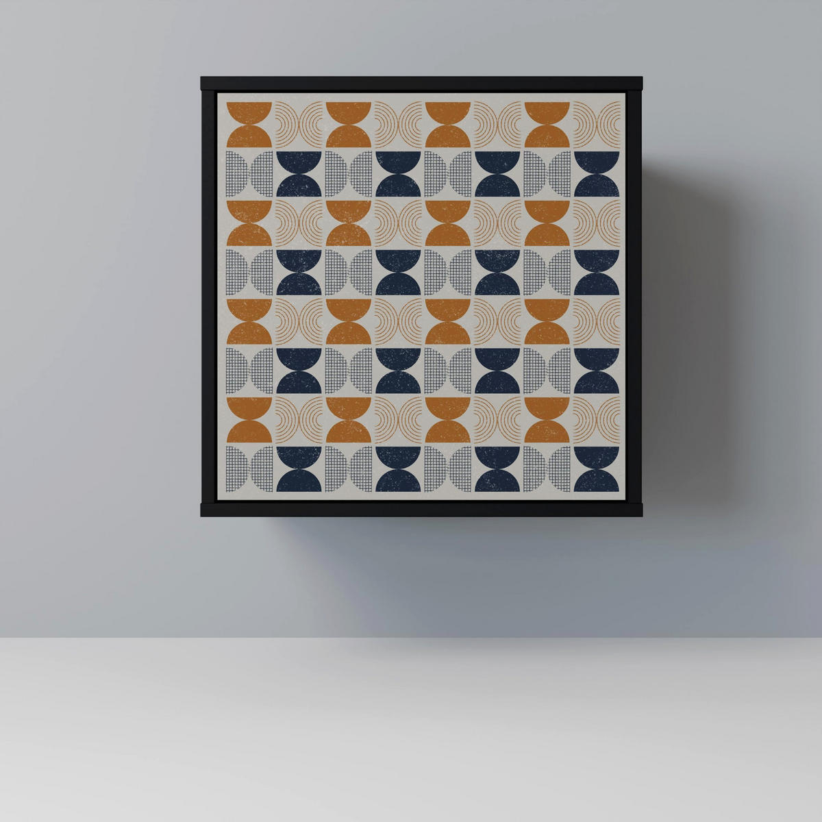 SIDEBOARD REFLECTION RANGE, Schwarz, 57,5x42x72,5 cm, Schwarze Metallfüße - Multicolor/Schwarz, Holzwerkstoff/Metall (57.5/72.5/42cm) - SpaceRebels