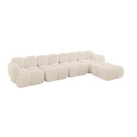 ECKSOFA modulares Sofa Rechts Miko-L3 390x205x75 Beige Cord - Beige/Schwarz, Holzwerkstoff/Kunststoff (390/205cm) - ALTDECOR