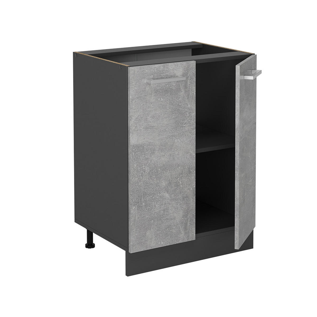 KÜCHENUNTERSCHRANK R-Line Beton 60 cm ohne Arbeitsplatte - Schieferfarben/Anthrazit, Holzwerkstoff (60/81.6/46cm) - Vicco