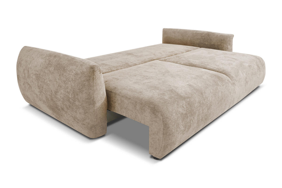 SOFA Mit Schlaffunktion Und Bettkasten, Chenille-Stoff Flow, Dunkelbeige, Zephira - Beige, Holz (238/87/140cm) - Kaiser Möbel