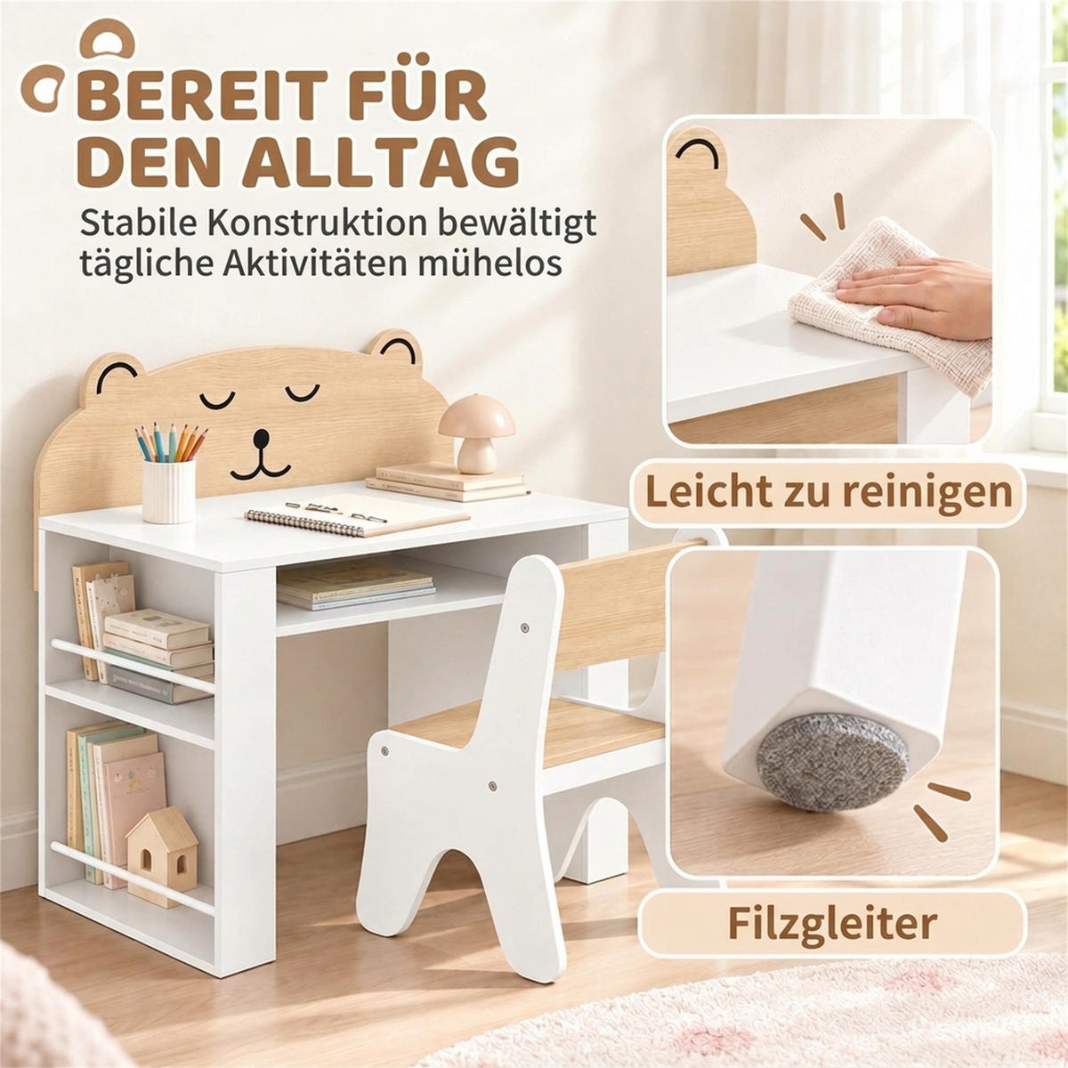 KINDERSITZGRUPPE 2er Set Spanplatte MDF Weiß - Weiß, Holzwerkstoff (41.2/74.5/80cm) - AIYAPLAY