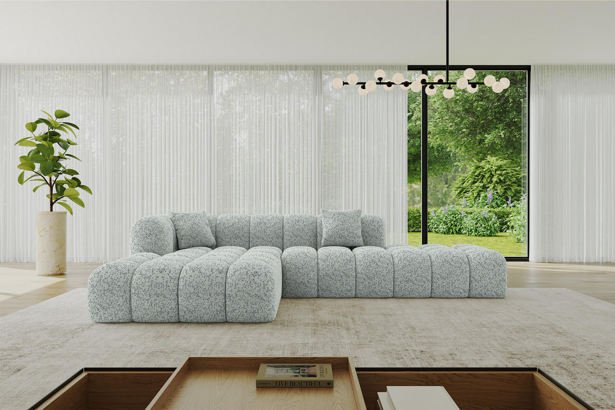 ECKSOFA Ottomane Links OLEA-L2 - 289x176x71 cm Grün - Waldgrün/Schwarz, Holzwerkstoff/Kunststoff (289/176cm)