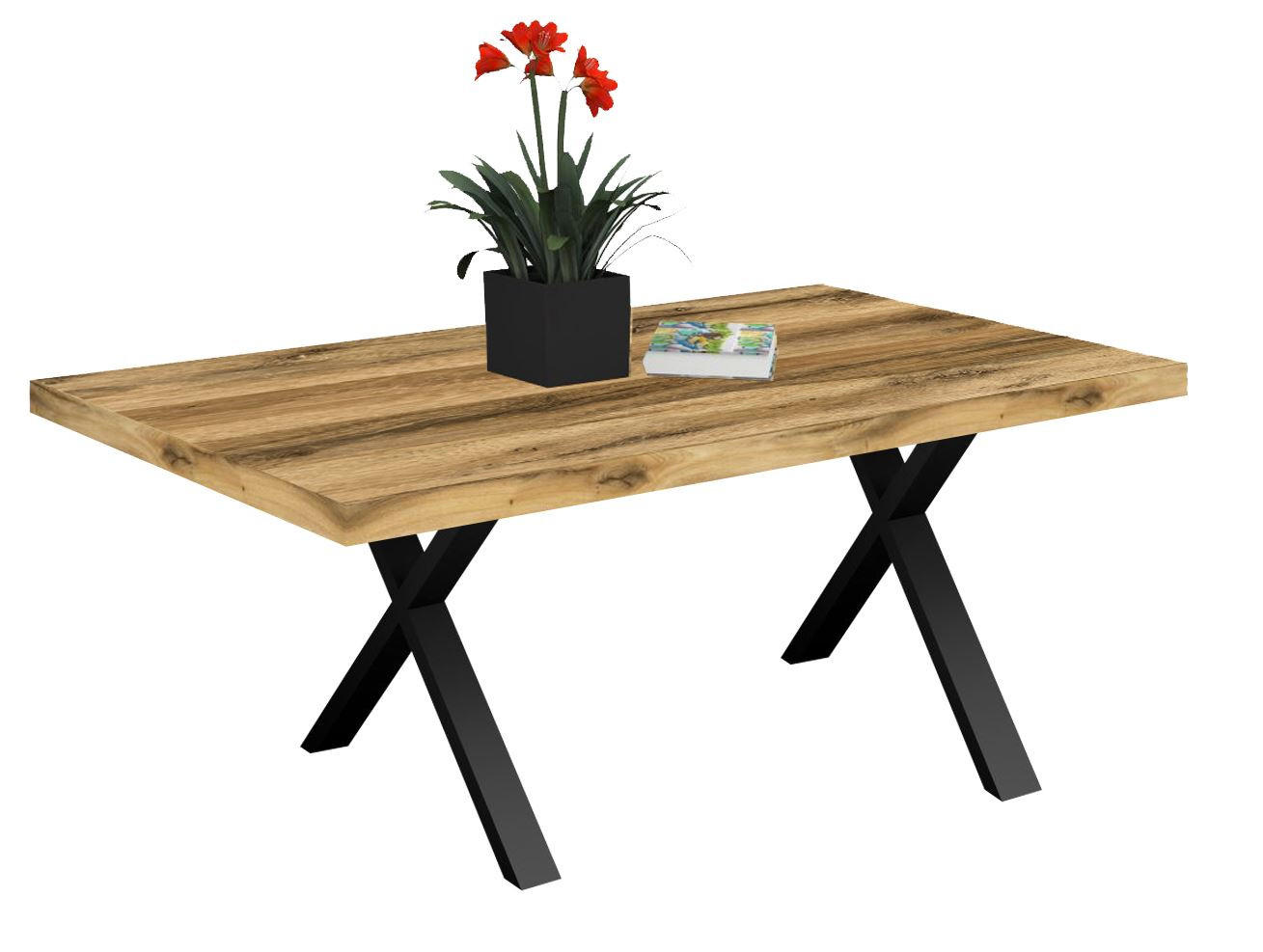 ESSTISCH Elgin 4 175x80x100 Metall+Holzwerkstoff Schwarz/Plankeneiche - Alteiche/Schwarz, Holzwerkstoff (175/100/80cm) - 58aufmkessel