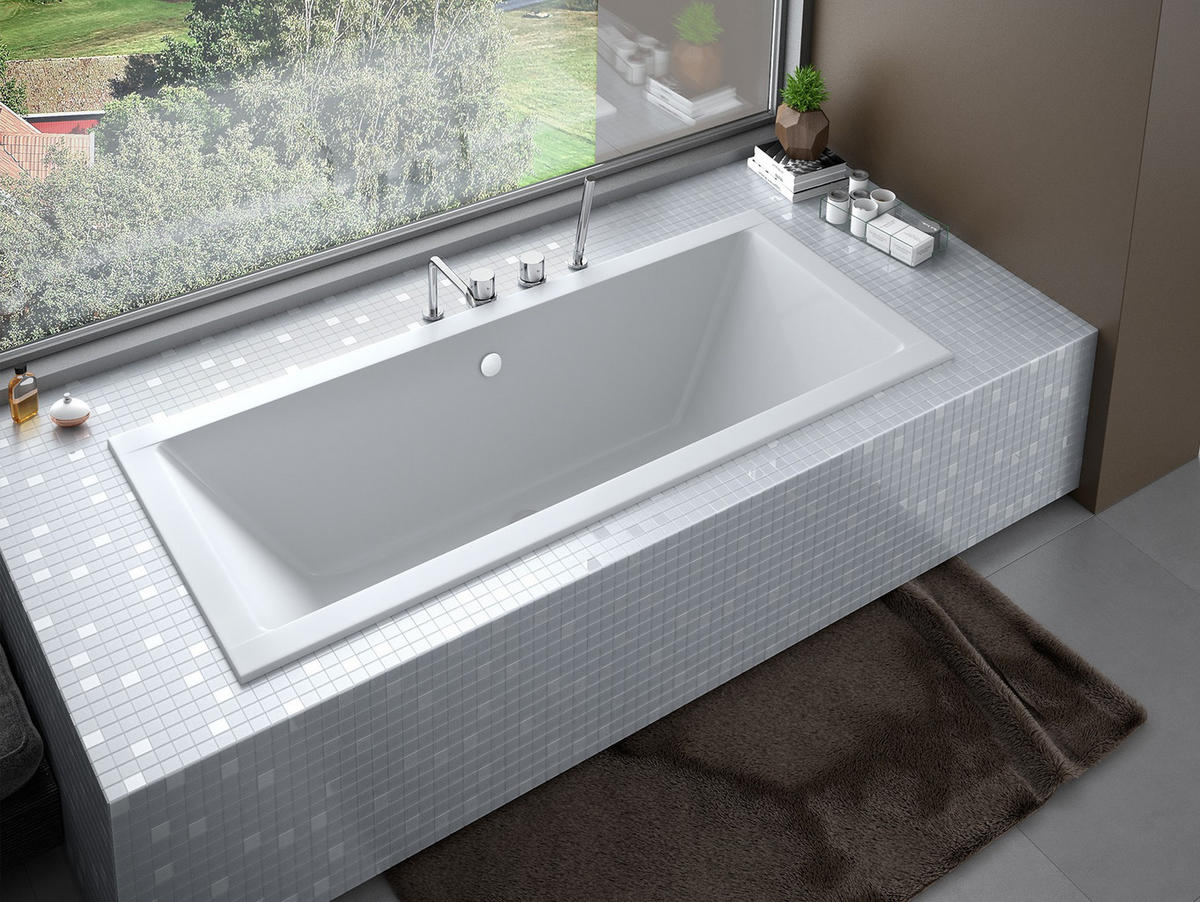 BADEWANNE Rechteck QUADRO SLIM 155/70 Ablauf & Füße - Weiß, Kunststoff (70/55.5/155cm) - bad land