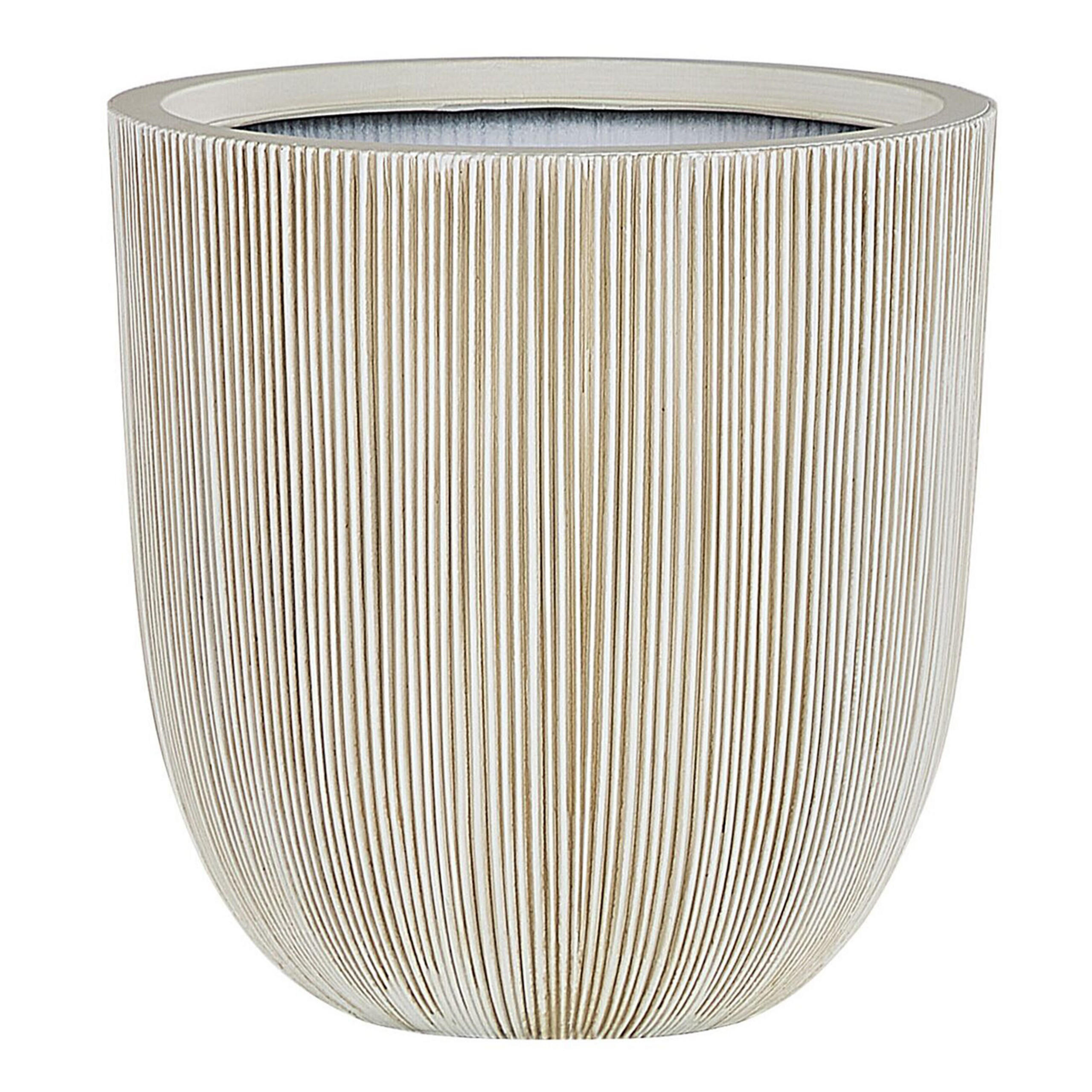 BLUMENTOPF beige/weiß rund 31/31/33 cm Chios - Beige/Weiß, Naturmaterialien (33cm) - Beliani