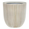 BLUMENTOPF beige/weiß rund 31/31/33 cm Chios - Beige/Weiß, Naturmaterialien (33cm) - Beliani