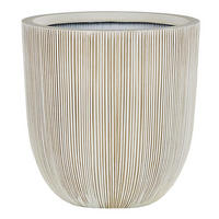 BLUMENTOPF beige/weiß rund 31/31/33 cm Chios - Beige/Weiß, Naturmaterialien (33cm) - Beliani