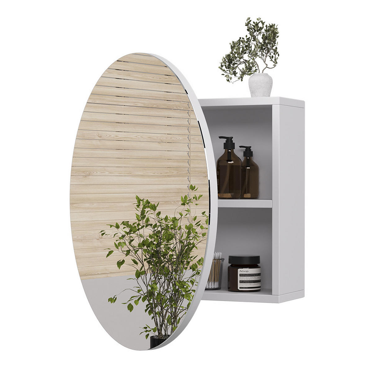 BADSPIEGELSCHRANK Loki Weiß 60 x 60 cm mit 2 Fächern - Weiß, Holzwerkstoff (60/60/17.4cm) - Vicco