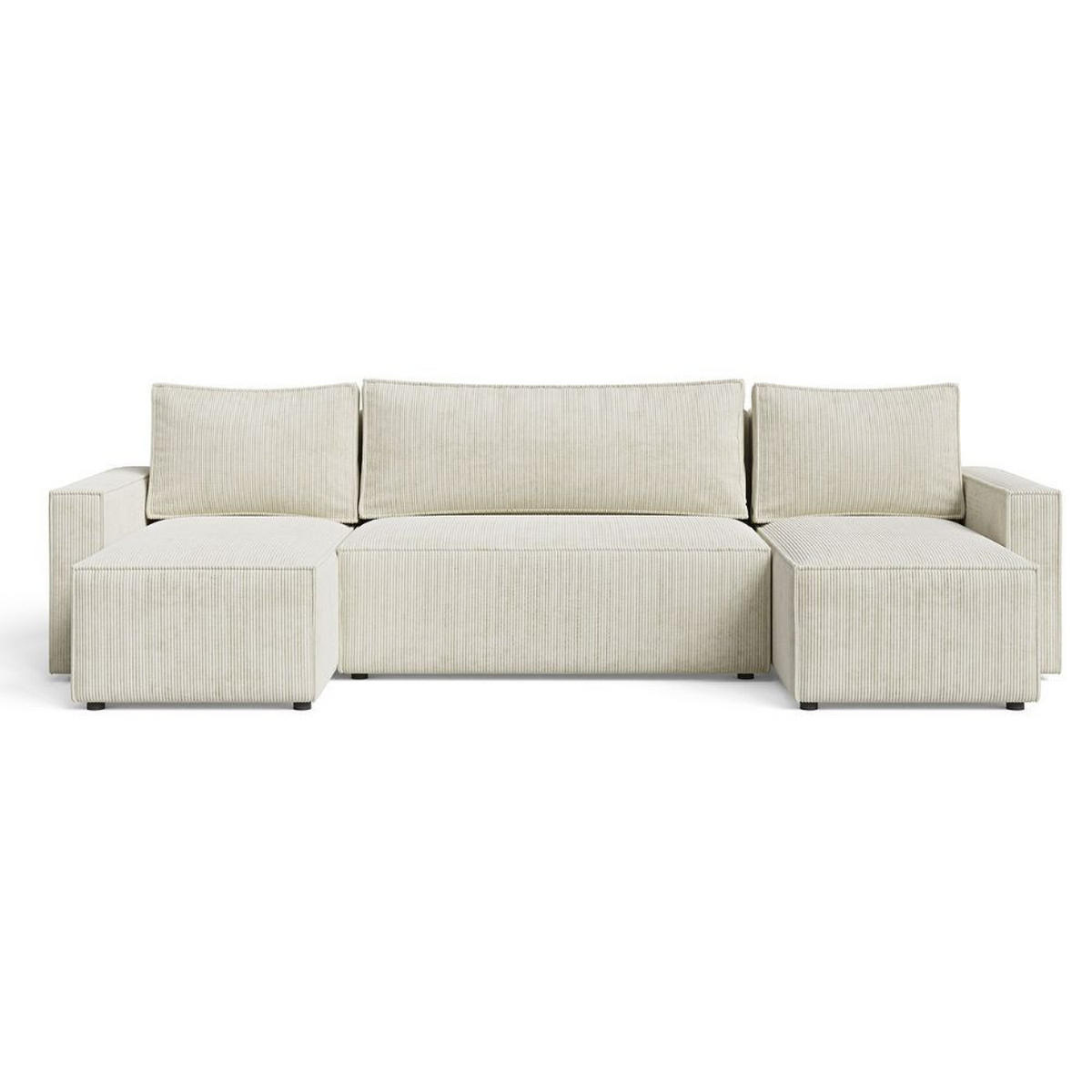 ECKSOFA LIVIO U mit Schlaffunktion und Bettkasten – Moderne Wohnlandschaft in U-Form (POSO 100) - Cappuccino, Holz (300/90/142cm) - Dekori_Interiors