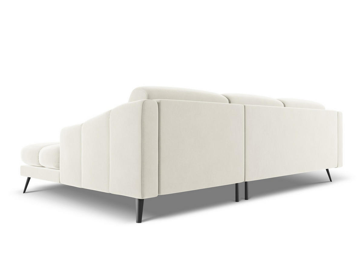 ECKSOFA Rechts Samt Stoff Beige - Beige/Creme, Textil/Metall (264/160cm) - Makamii