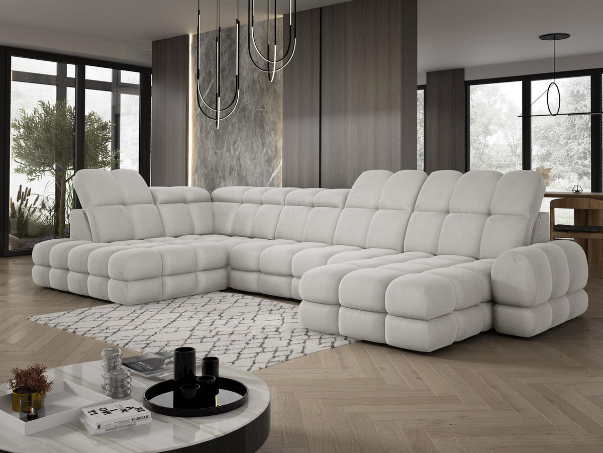 ECKSOFA TOLLO Solar-stoff U-form 400x217x105 cm esche - Silberfarben, Holz/Textil (400/217cm) - DomoHome