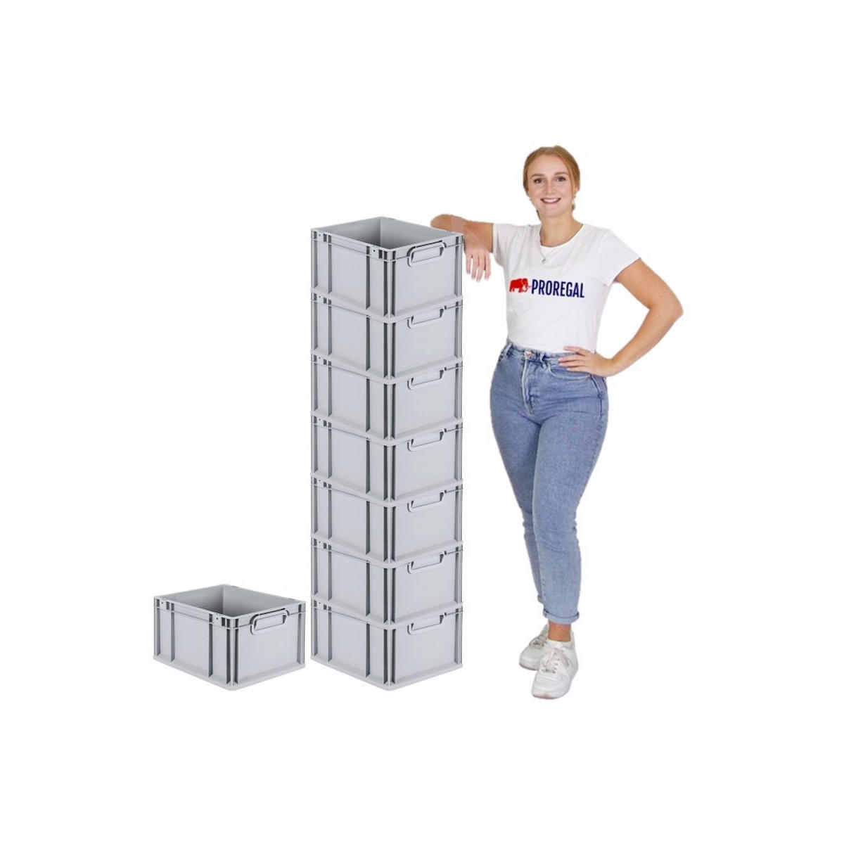 EUROBOX 8x Nextgen Economy Mit Auflagedeckel Grau/Grün Griffe Geschlossen 20 Liter - Grün, Kunststoff (30/22/40cm) - PROREGAL