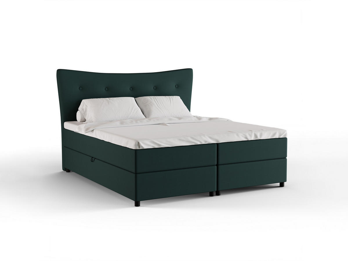 BOXBETT Nevada 180 x 200 cm Doppelbett mit hochwertiger Bonell-Matratze und Topper - grün - Grün, Holz (180/200cm) - Panda Möbel