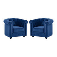 SESSEL 2er-Set - Samt - Dunkelblau - CHESTERFIELD - Blau, Textil (85/72/78cm) - Vente-Unique