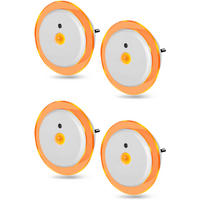 LED-NACHTLICHT - Bernsteinfarben mit Dämmerungssensor und Bewegungsmelder für Innenräume, 4er-Set - Weiß, Kunststoff (6.4/8.5/8.5cm) - Northpoint