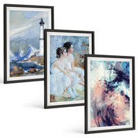 BILDER SET 3er Set - 40x60 cm Schwarzer Rahmen - Leuchtturm-Abstrakte Tänzerin - Schwarz, Kunststoff (40/60cm) - TULUP