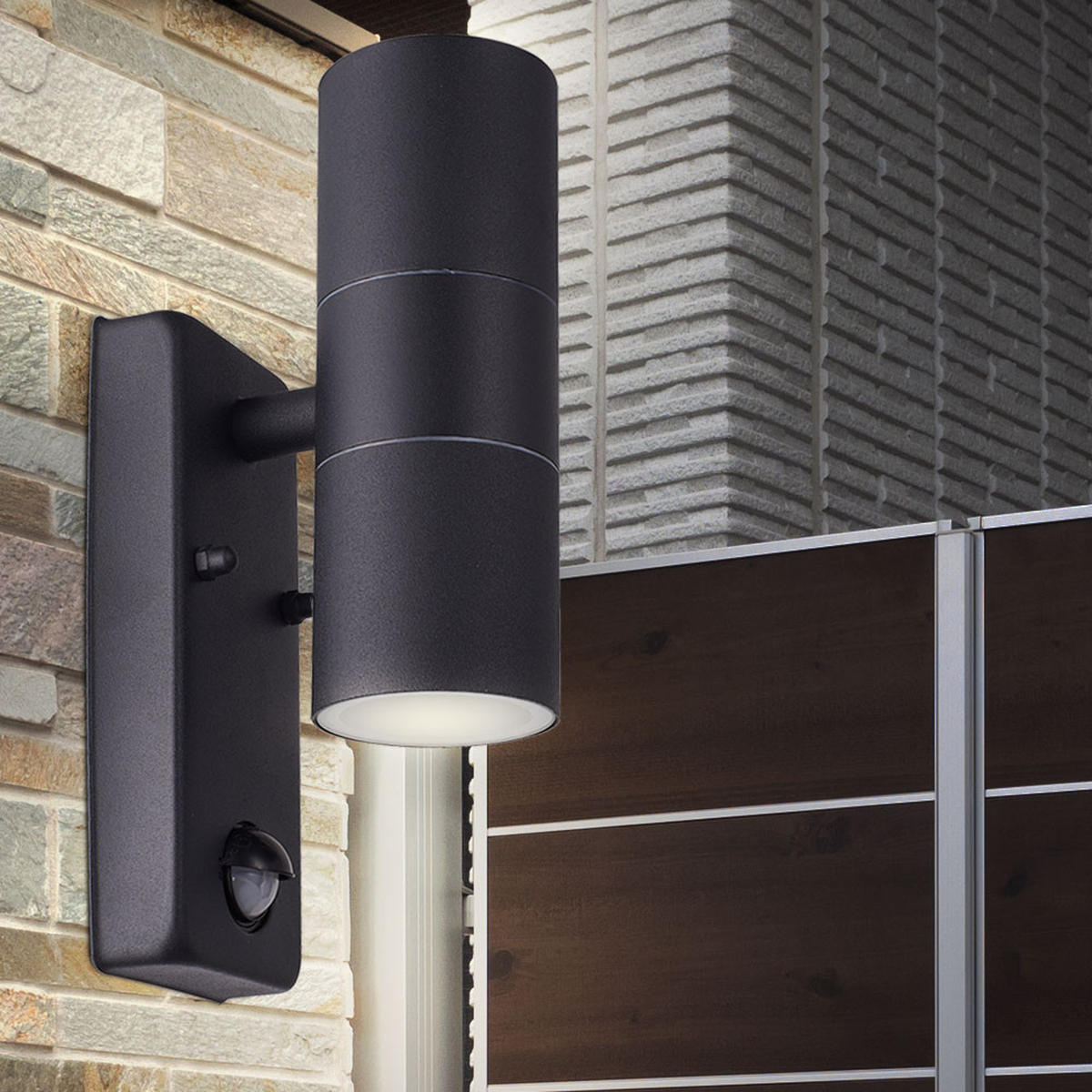 WANDLEUCHTE Alu-Druckguss Schwarz 2er Set - Schwarz, Glas (7.5/22/11.5cm)