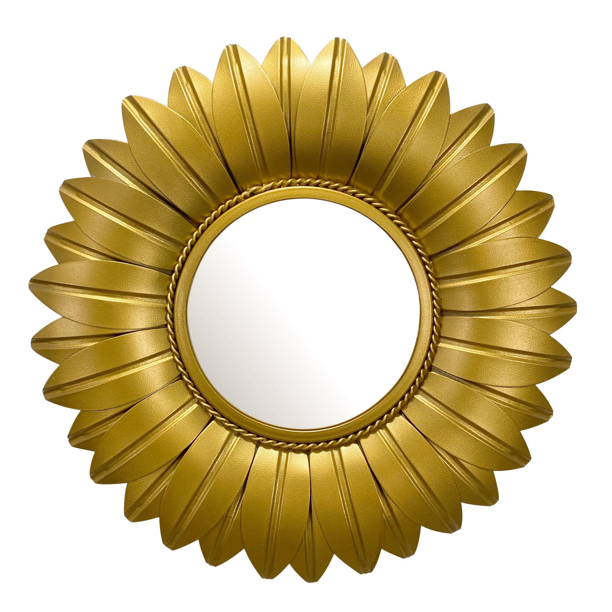 WANDSPIEGEL Rund Metall Gold 60 cm Sonnenblumenform - Goldfarben, Glas (60/60/4cm) - KADIMA DESIGN