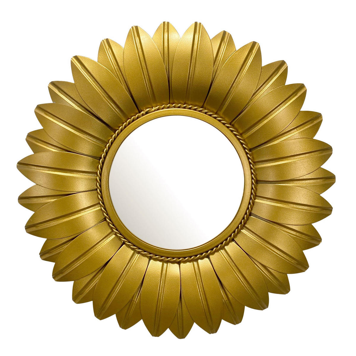 WANDSPIEGEL Rund Metall Gold 60 cm Sonnenblumenform - Goldfarben, Glas (60/60/4cm) - KADIMA DESIGN