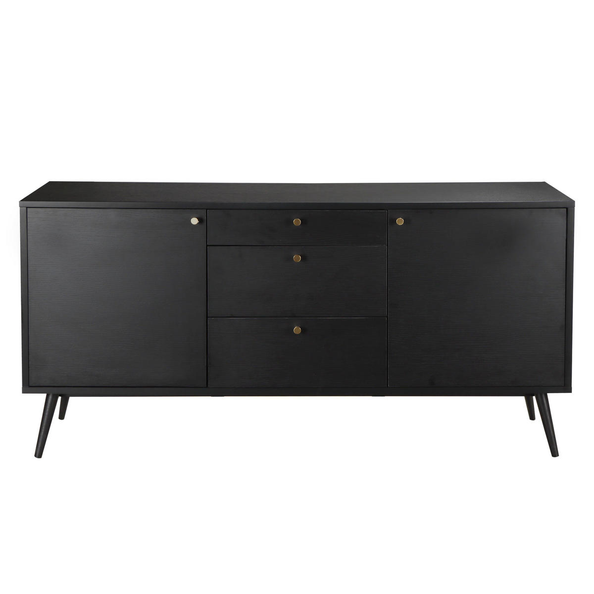 SIDEBOARD, Schwarz - Schwarz, Holzwerkstoff (40/75/150cm) - Oviala