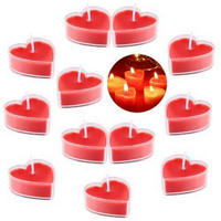 TEELICHTER Herz 18-teiliges Set Rot 4 cm - Rot, Paraffin (2cm)