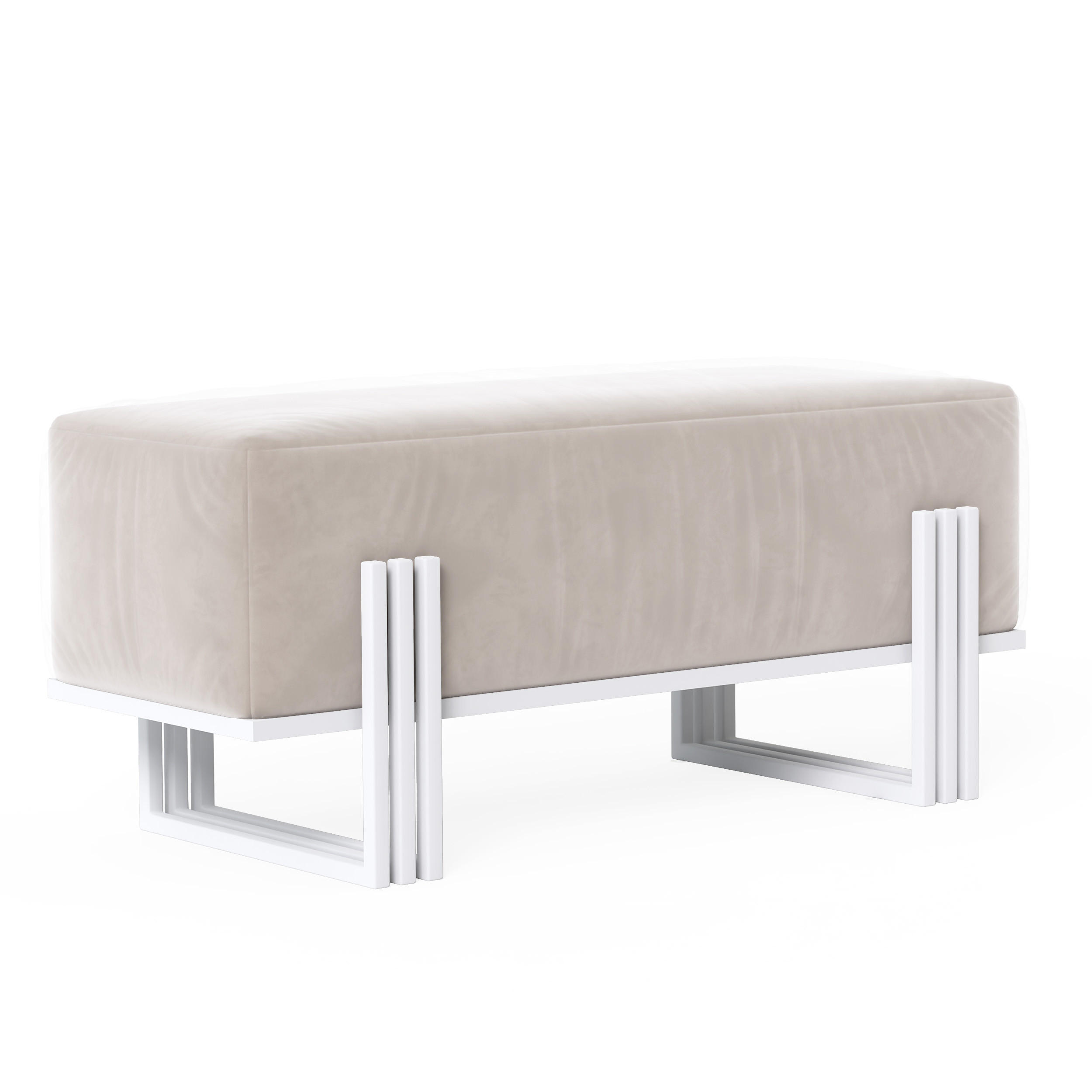 POLSTERBANK TEO 80 cm Weiß / Creme ,Metallgestell - Creme, Metall (80/47/35cm) - Idohome