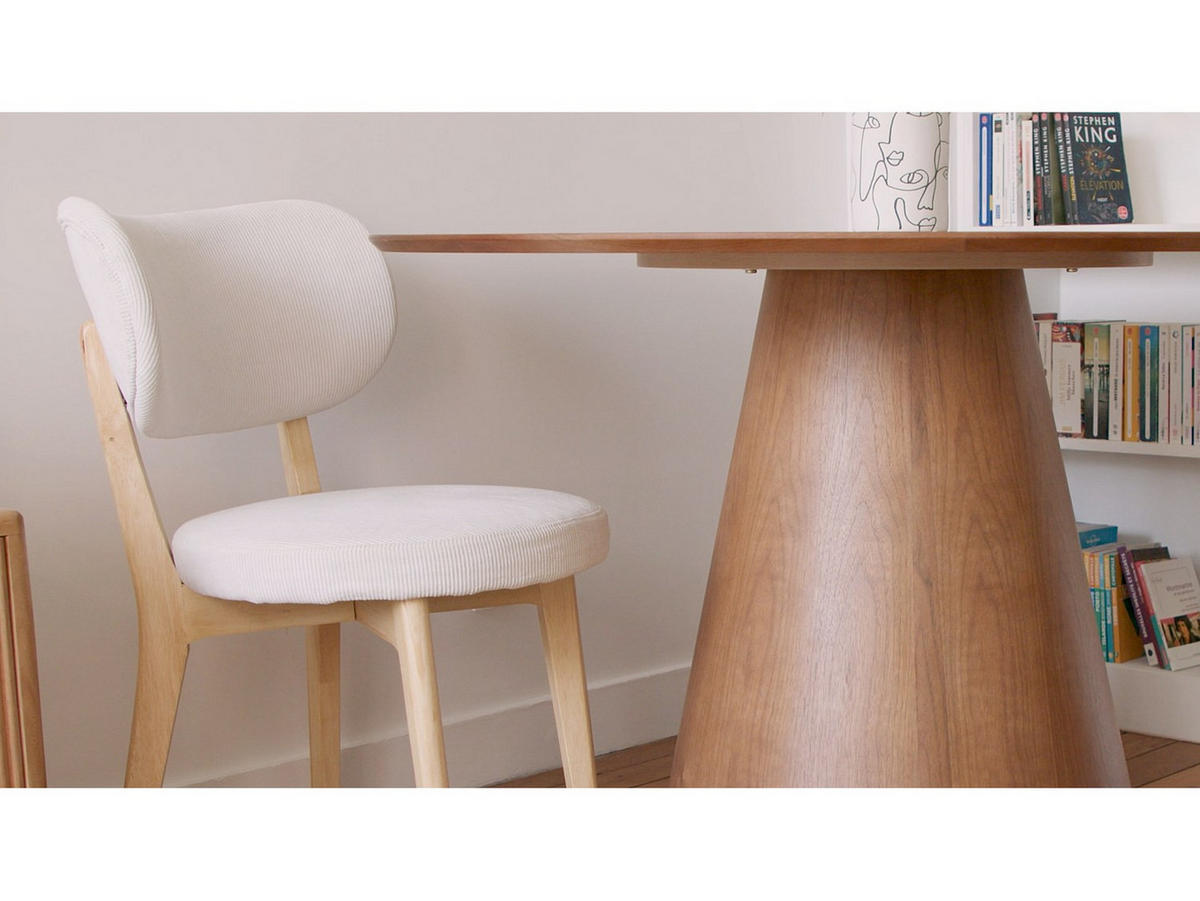 STUHL - 51 cmcm x 57 cmcm - Holz, Platte, Samt - Weiß - TORIEL - Weiß, Holz (51/82.5/57cm) - Vente-Unique