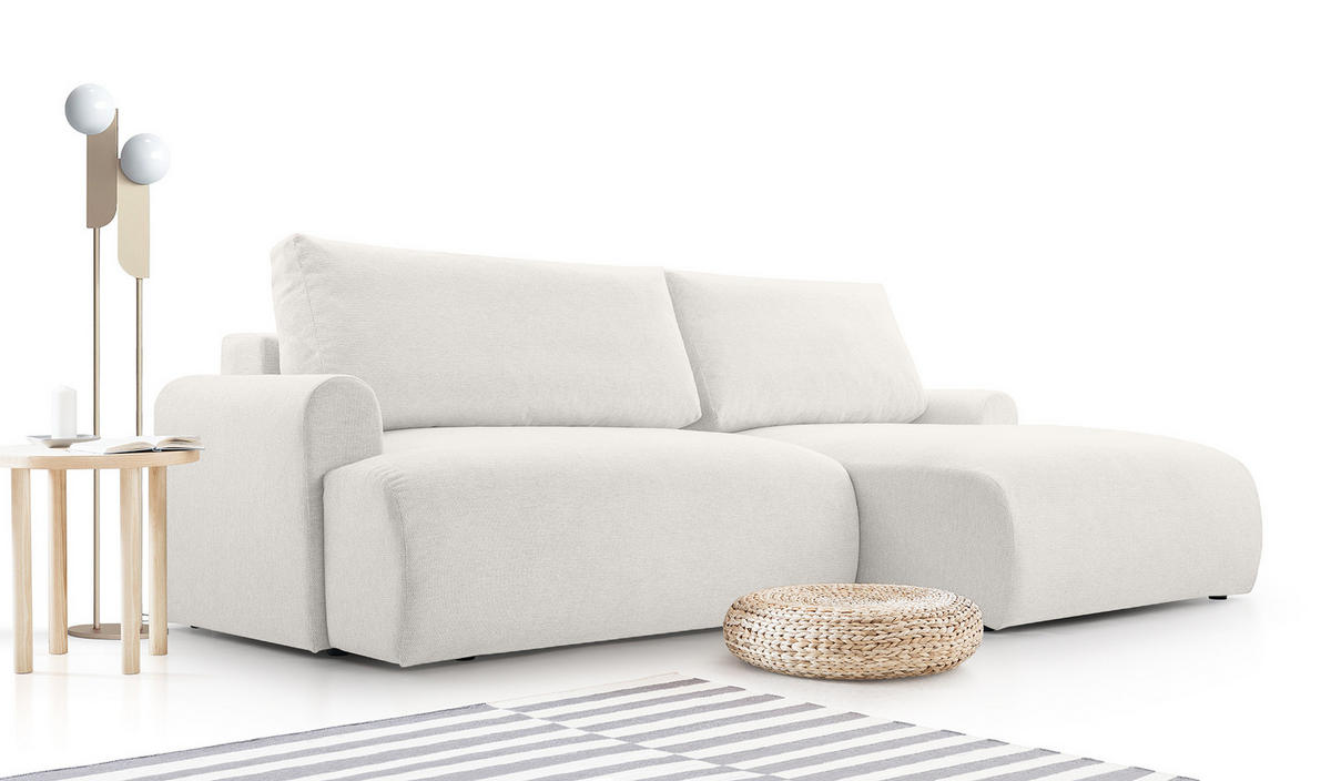 ECKSOFA mit Schlaffunktion Bordon, Weiß - Weiß, Textil (150/260cm) - Fedve