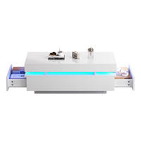 COUCHTISCH mit 2 Schubladen und LED-Beleuchtung im Hochglanz-Design - Weiß, Holzwerkstoff/Metall (100/50/35cm) - EVRYAE