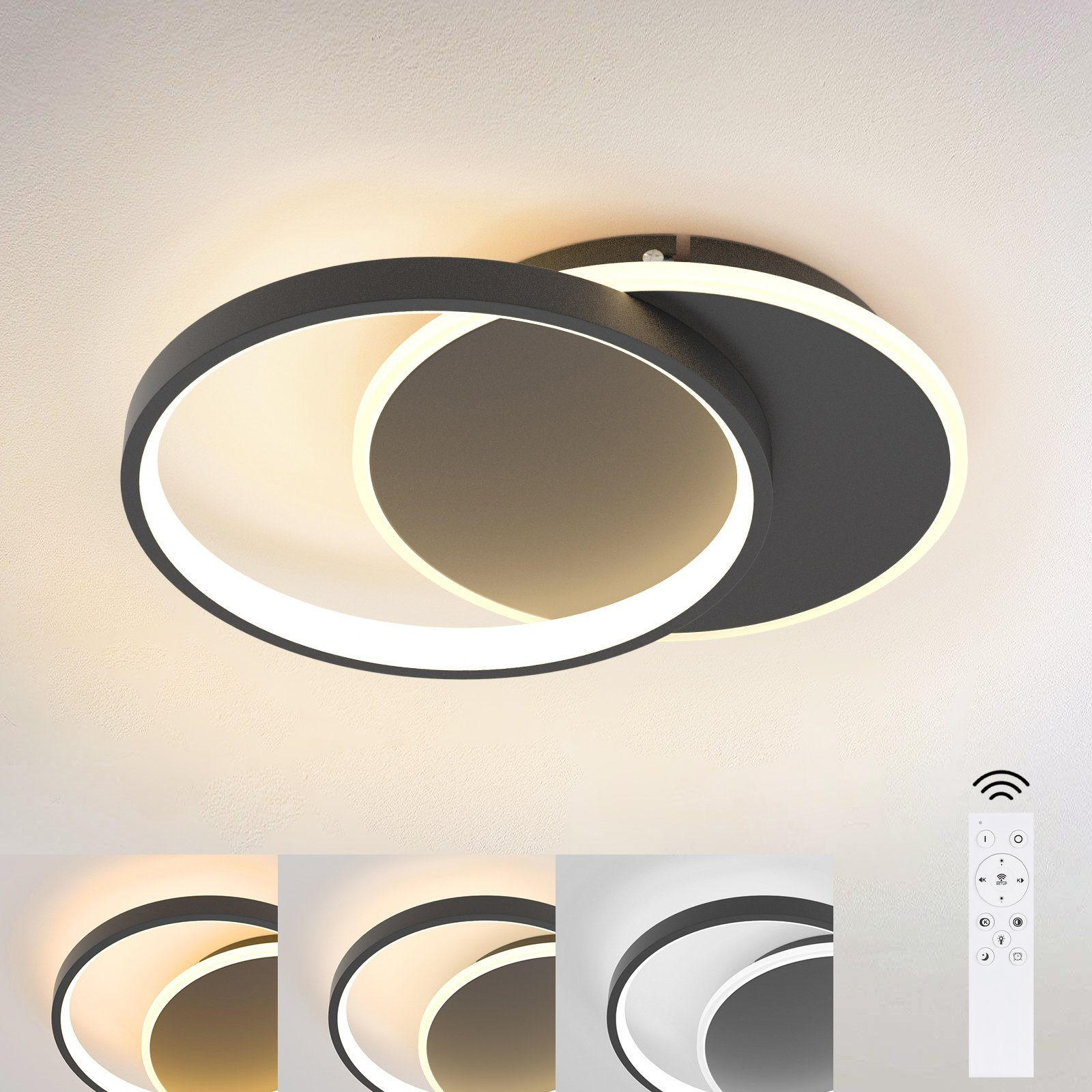 LED-DECKENLEUCHTE Gemini 41/30/6 cm - Schwarz, Metall (41/30/6cm) - Nettlife