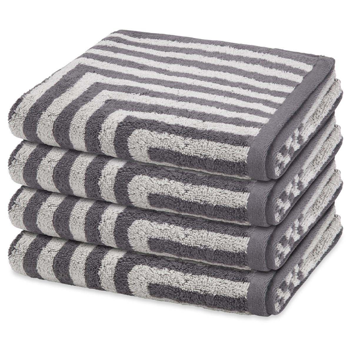 HANDTUCH Grafik 4er-Set - Dunkelgrau, Textil (50/100cm) - Ross