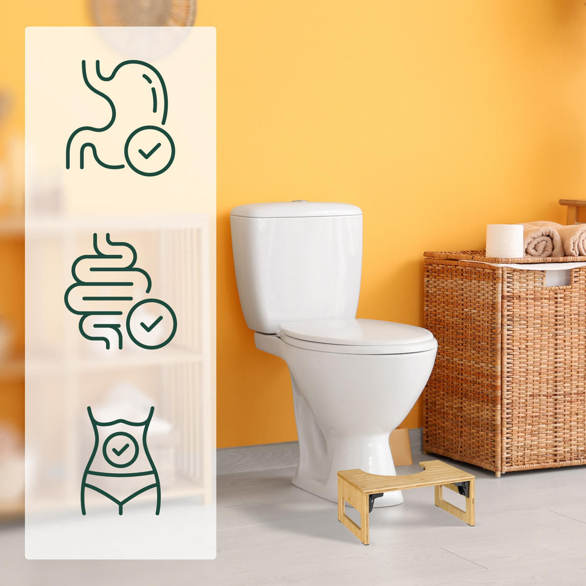 TOILETTENHOCKER - Hellbraun/Naturfarben, Holz/Kunststoff (43/18.5/27.5cm) - Relaxdays