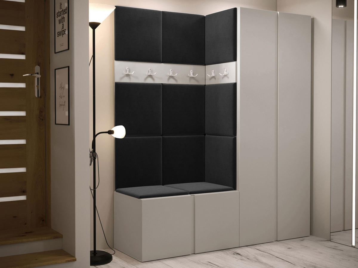 GARDEROBEN-SET Orion III - Kaschmir/Anthrazit, Holzwerkstoff/Kunststoff (158/186/46cm) - MIRJAN24