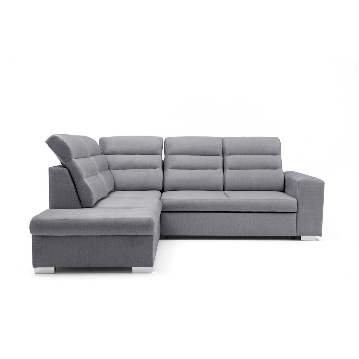 ECKSOFA CLOUD L Links mit Schlaffunktion 120x190 Velours Grau - Chromfarben/Grau, Holz/Kunststoff (202/260cm) - Muffo