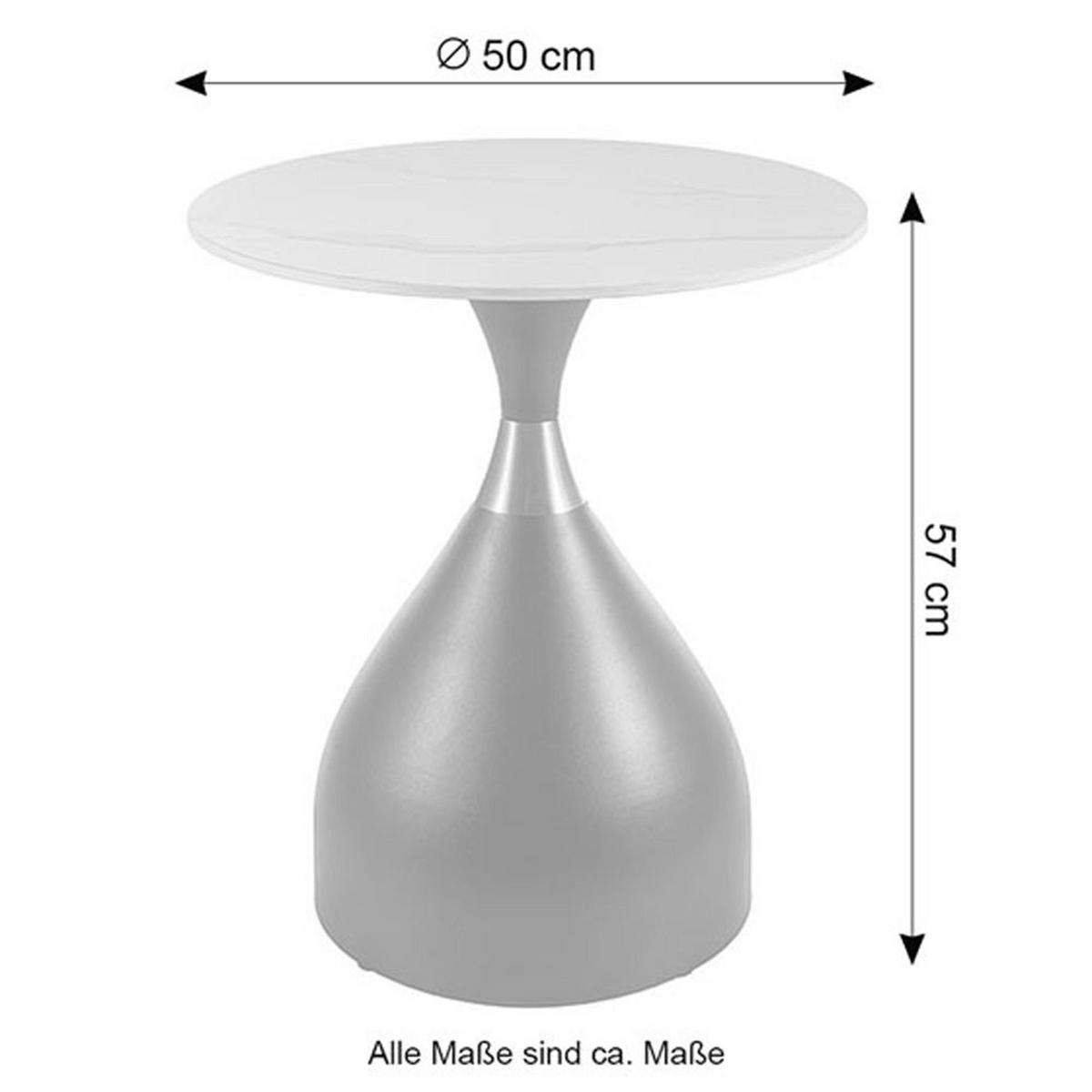 COUCHTISCH Virgo weiß Marmor / schwarz matt / gold 50 / 50 /57cm - Schwarz/Weiß, Holz/Keramik (50/50/57cm) - Feldmann-Wohnen