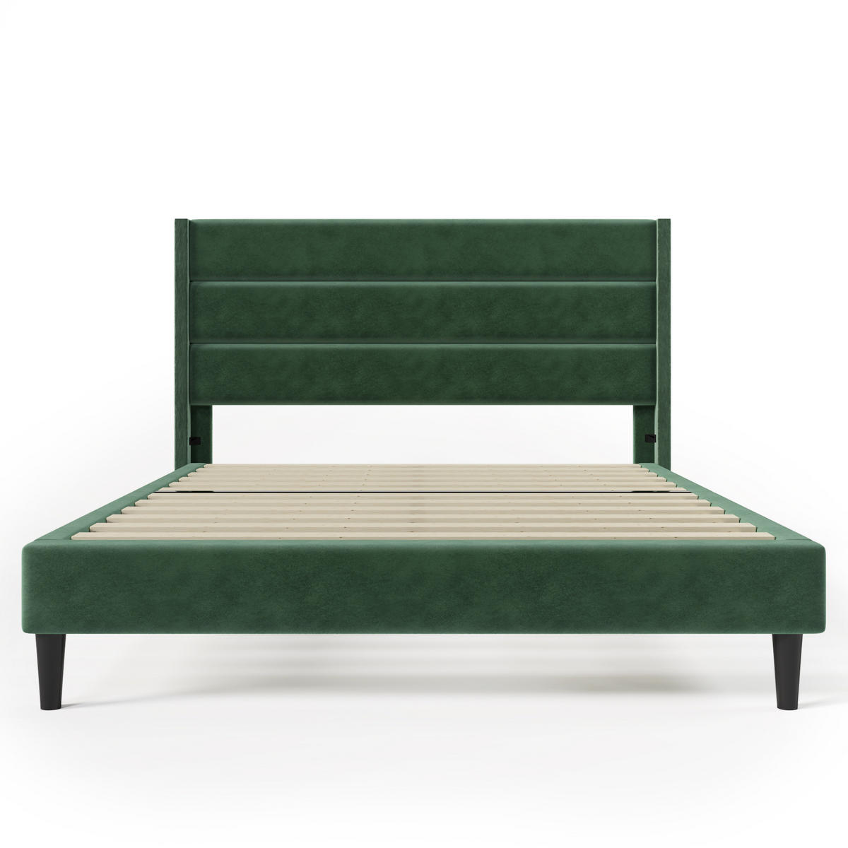 BETT mit Lattenrost 140x200 cm Samt Dunkelgrün - Grün, Holz (140/200cm) - Meubliv