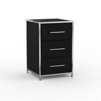 BÜRO-STANDCONTAINER Holz, 40cm - 3 Schubladen, Schwarz - Chromfarben/Silberfarben, Holzwerkstoff/Metall (40/61.1/39.7cm) - Versee