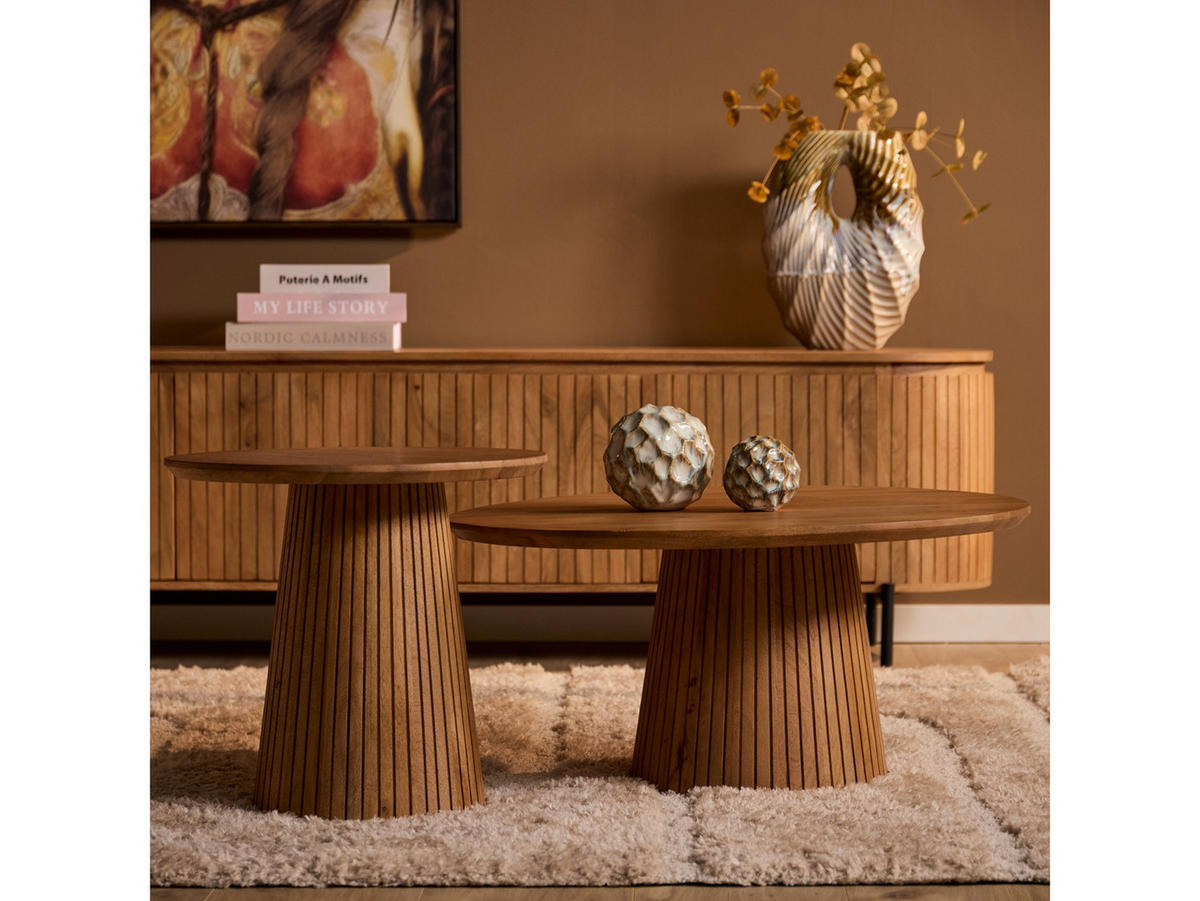 COUCHTISCH Helena Mangoholz Durchmesser 50 cm Natur - Naturfarben, Holz (50/50/46cm)