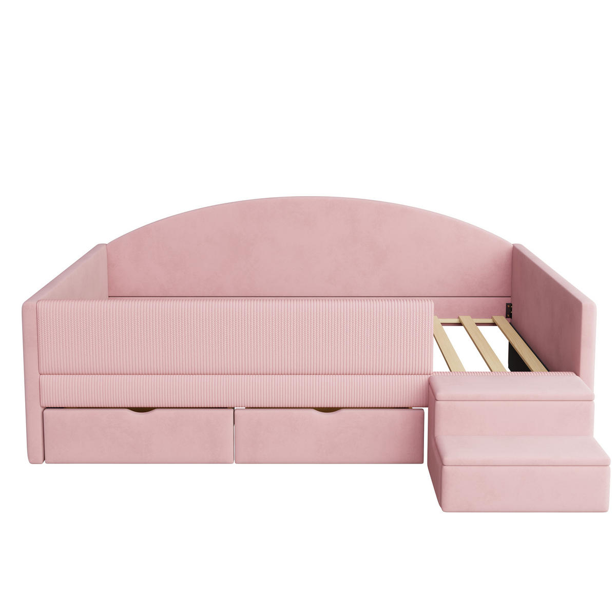 POLSTERBETT 90/190 cm aus Samt mit Schubladen und Stufen, Rosa - Pink, Textil (90/190cm) - OKMYHOME