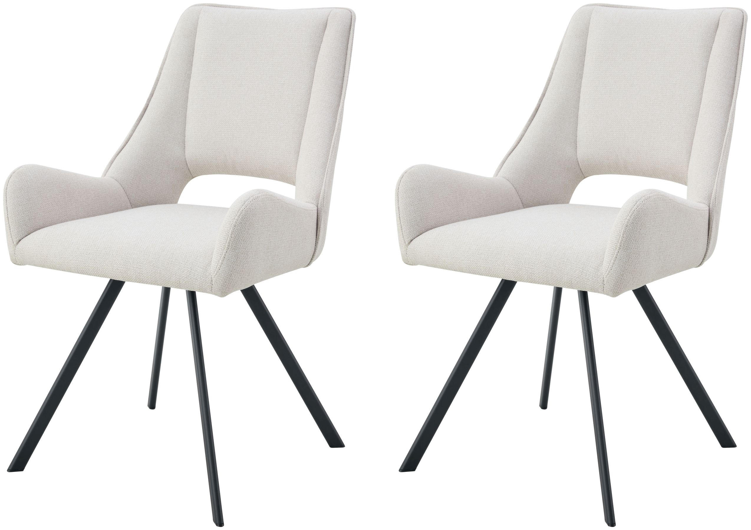 ARMLEHNENSTUHL Helen creme 2er Set - Creme/Schwarz, Textil/Metall (56/91/63cm) - Xonox