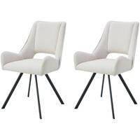 ARMLEHNENSTUHL Helen creme 2er Set - Creme/Schwarz, Textil/Metall (56/91/63cm) - Xonox