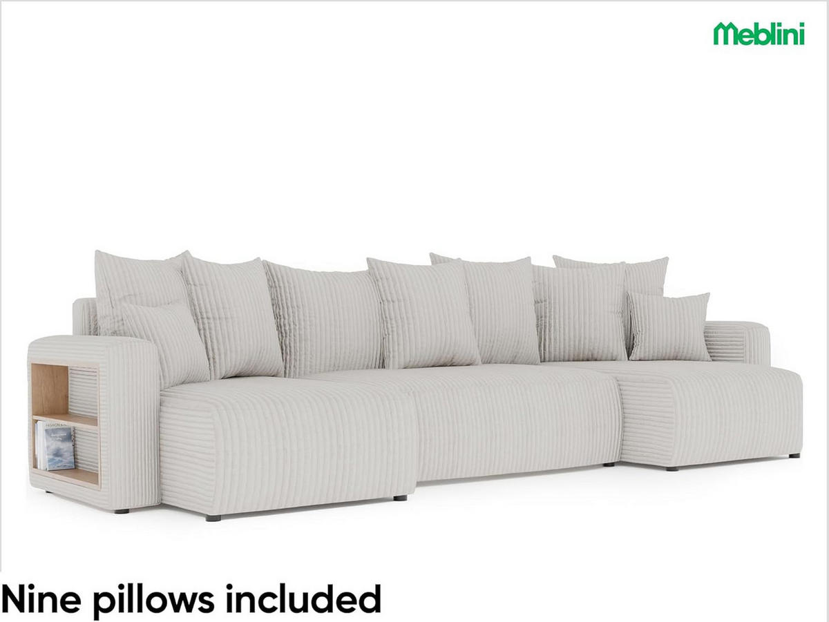 ECKSOFA SOLARIS U - Creme/Schwarz, Holzwerkstoff (312/142cm) - Meblini